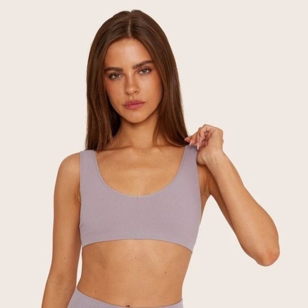 SET Active Sculptflex Purple Ribbed Sports Bra Womens Small